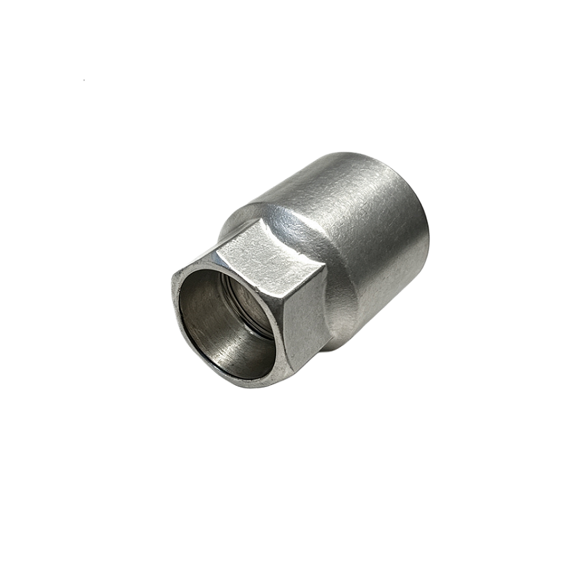 custom aluminum hex flanged step bushing with flat face