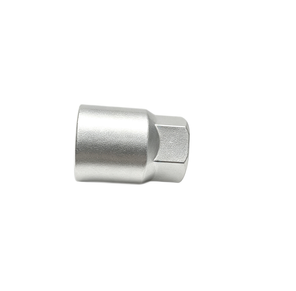 custom aluminum hex flanged step bushing with flat face