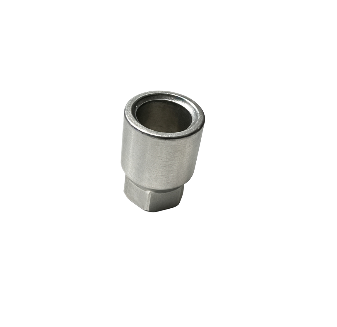 custom aluminum hex flanged step bushing with flat face