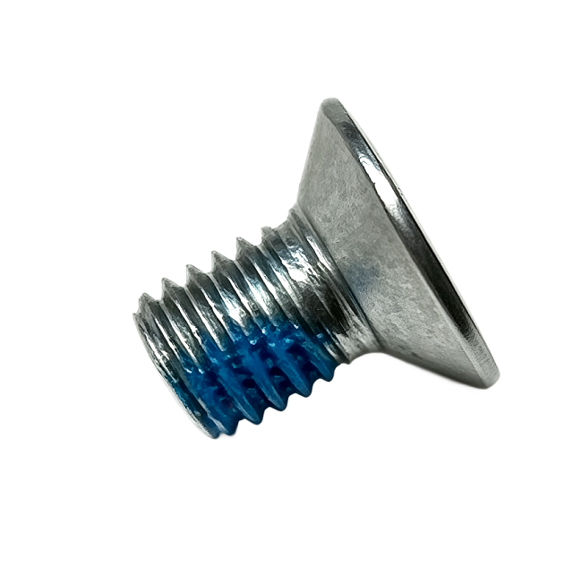 m5 x 8.12mm din 7991 torx flat head countersunk screw with blue nylon patch