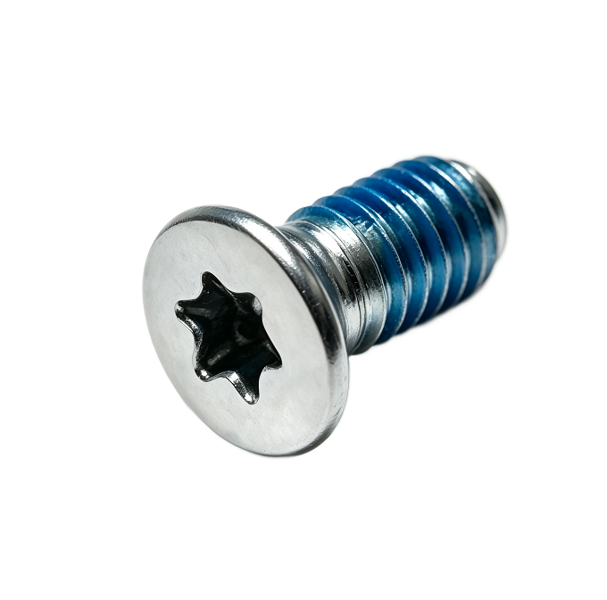 m5 x 8.12mm din 7991 torx flat head countersunk screw with blue nylon patch